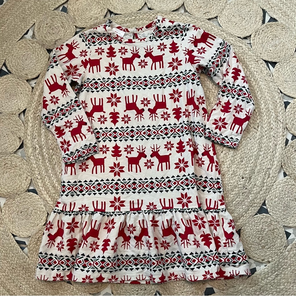 Hanna Andersson Flannel Christmas Deer Nightgown Dress